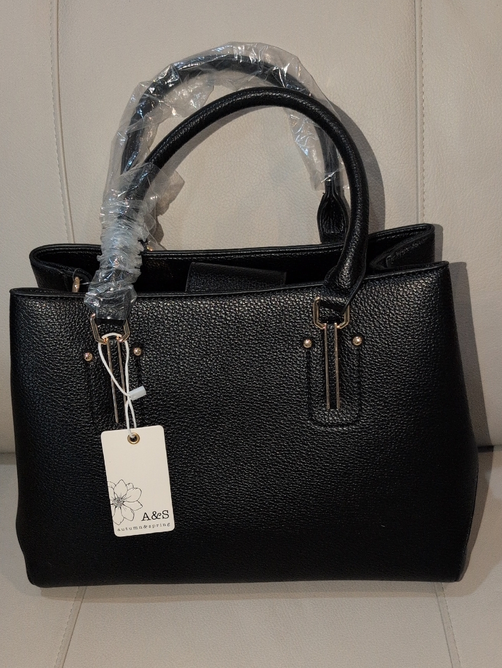 A&S Black Pebbled Satchel With Crossbody Straps - NWT